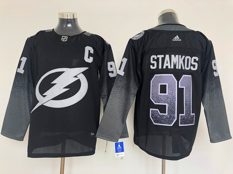 Men's Tampa Bay Lightning Steven Stamkos #91 Black Breakaway Jersey